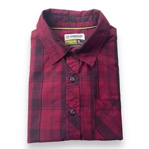 Magellan Outdoors Shirt‎ Mens Medium M Red Plaid Long Sleeve Button Down Shirt